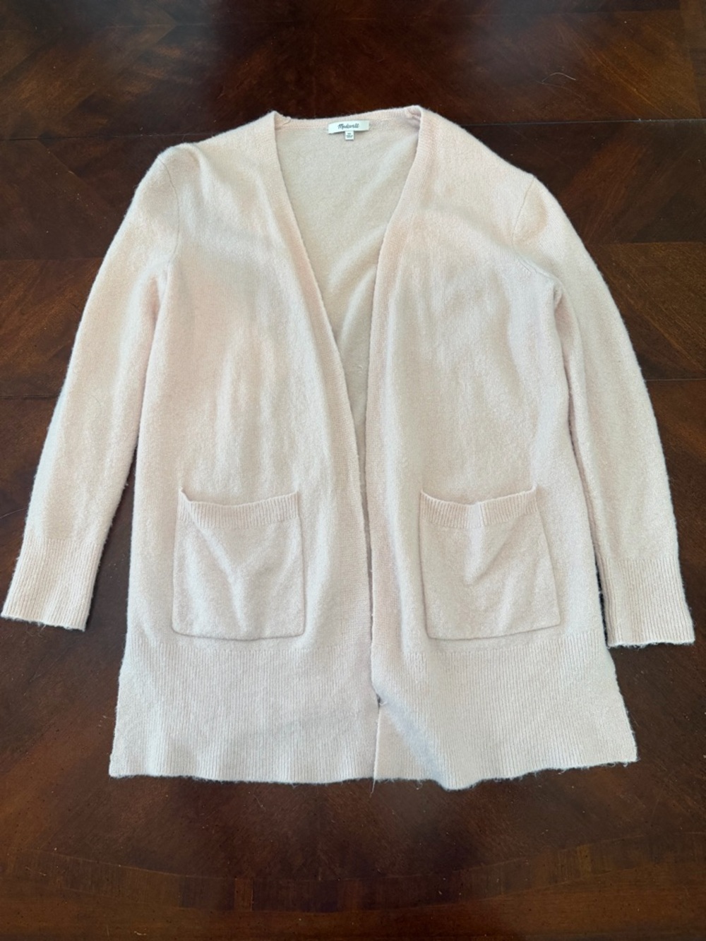 Madewell Wool Blend Open-Front Pocket Cardigan - Light Pink